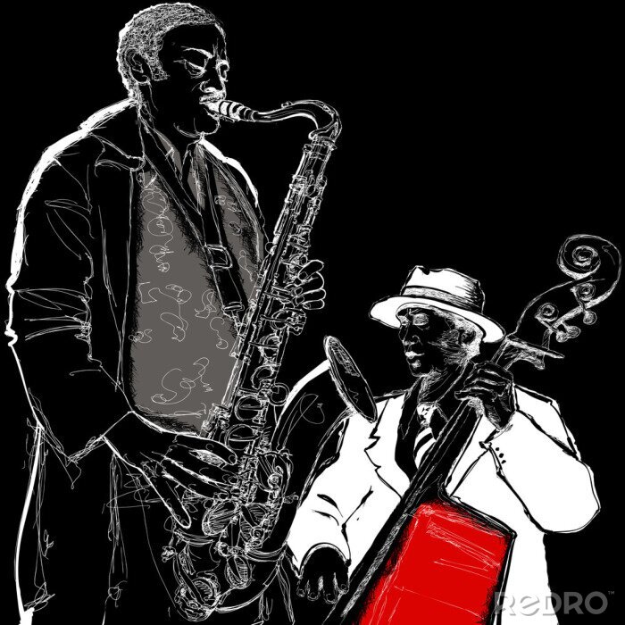 Poster Musik des Saxophonisten und Cellisten
