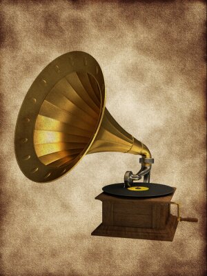 Poster Musik und ein altes Grammophon