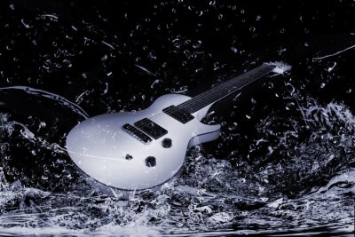 Poster Musik und Gitarre auf dem Wasser