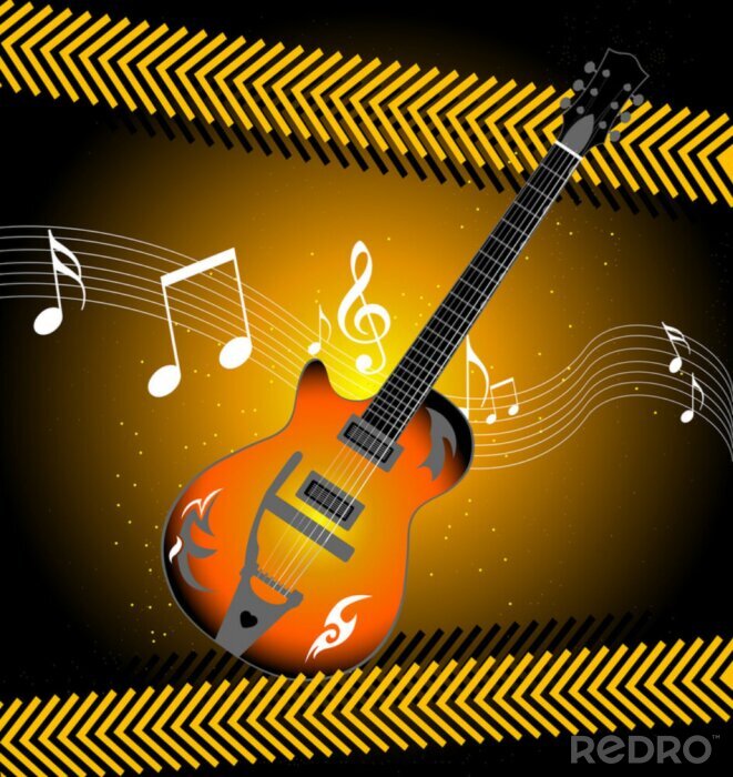 Poster Musik und goldene Gitarre