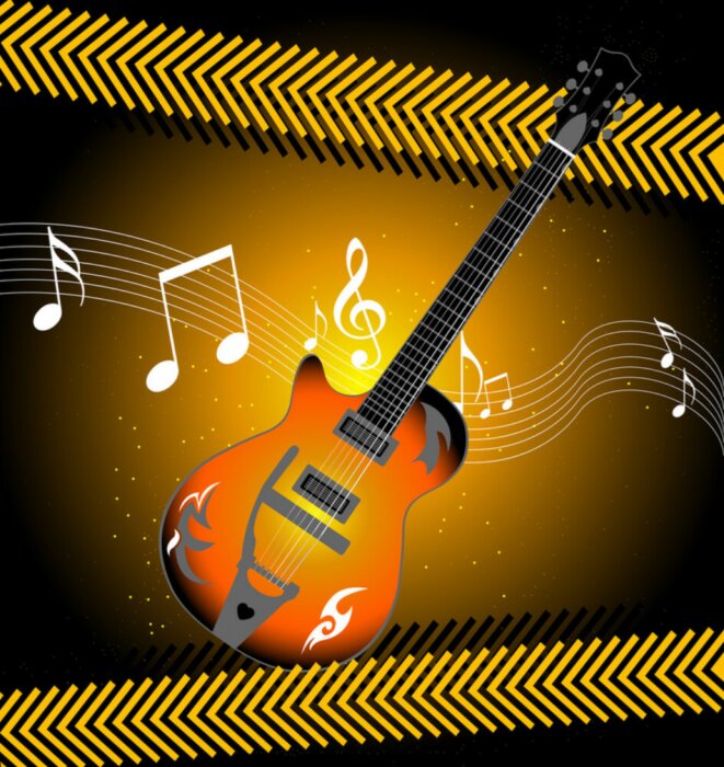 Poster Musik und goldene Gitarre
