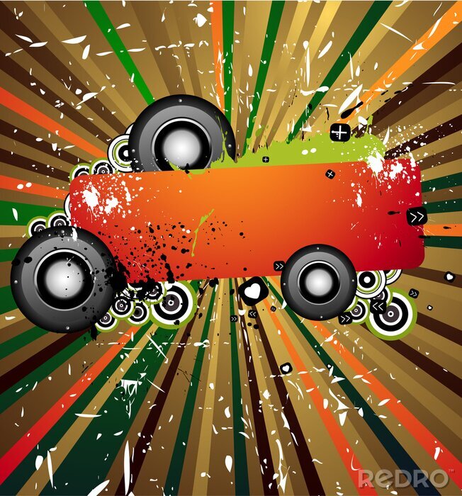 Poster Musik und Muster mit Schallplattenbezug