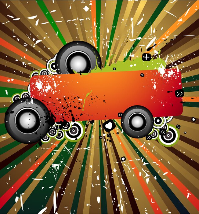 Poster Musik und Muster mit Schallplattenbezug