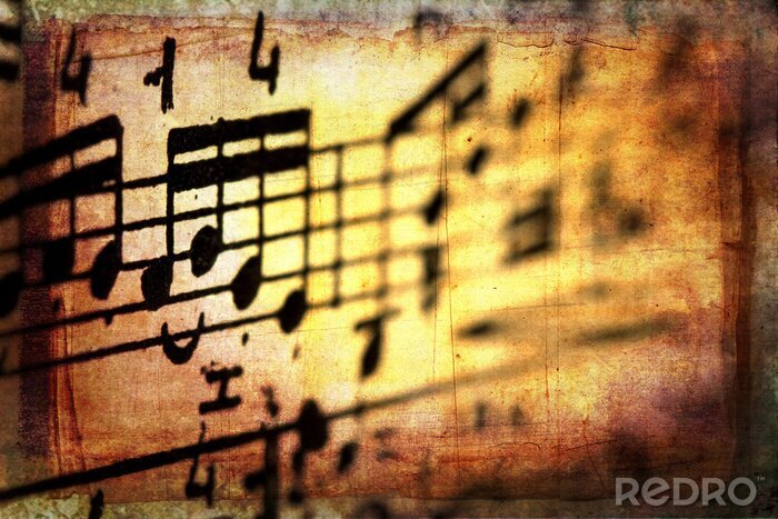Poster Musik und Noten im Grunge-Stil