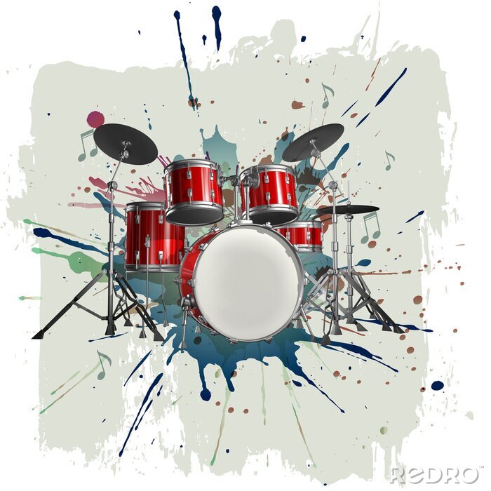 Poster Musikalische Malerei mit Schlagzeug