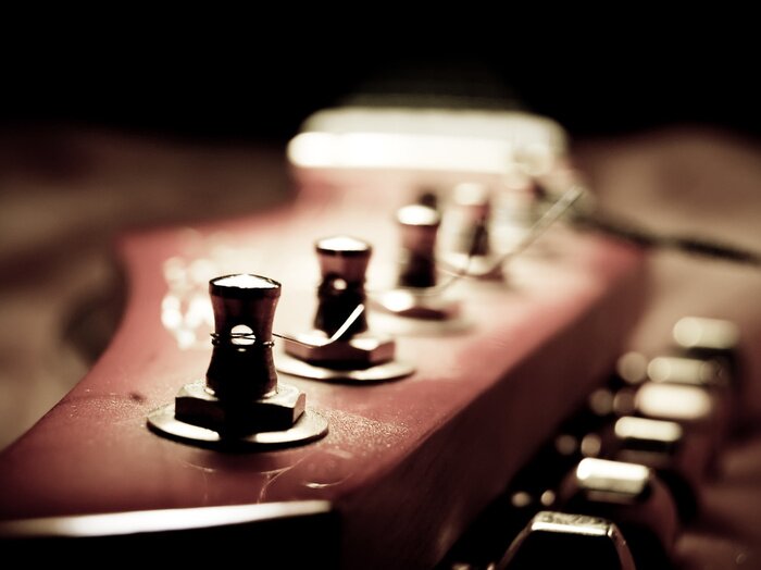 Poster Musikalische Nahaufnahme über den Griffbrett