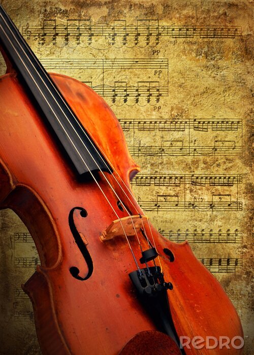 Poster Musikalische Partitur mit Violine