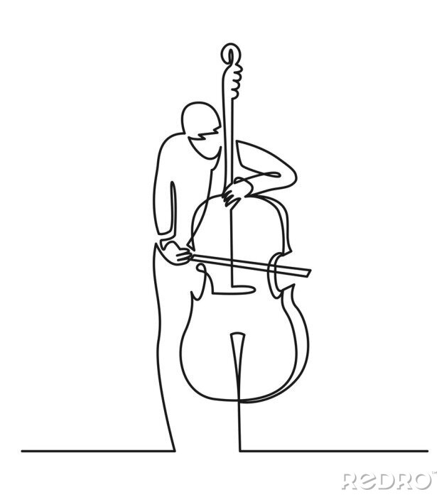 Poster Musiker spielt Kontrabass