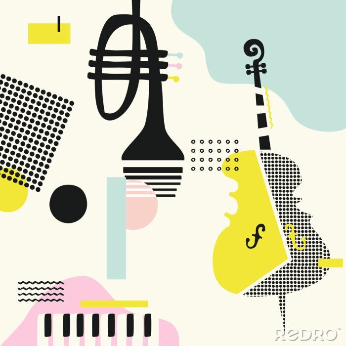 Poster Musikinstrumente im Collage-Stil