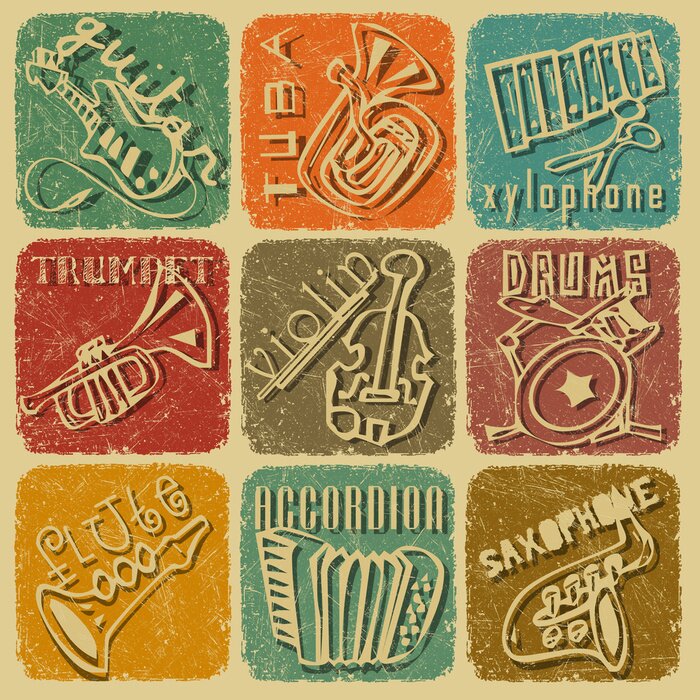Poster Musikinstrumente in Farbe