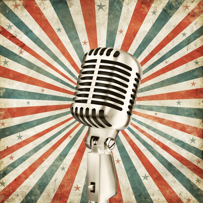 Poster Musikinstrumente und alte Mikrofone