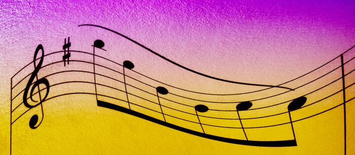 Poster Musiknoten auf zweifarbigem Hintergrund