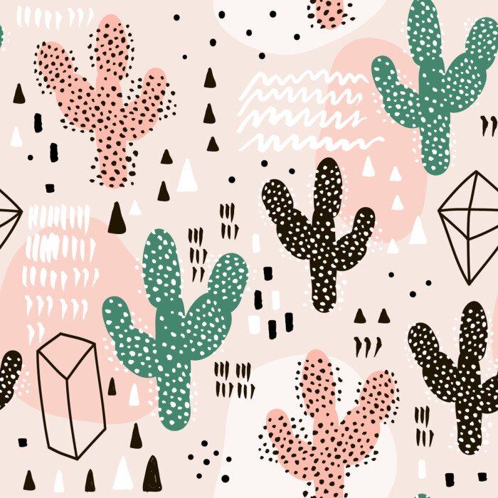 Poster Muster in Pastellfarben mit natürlichen Pflanzen