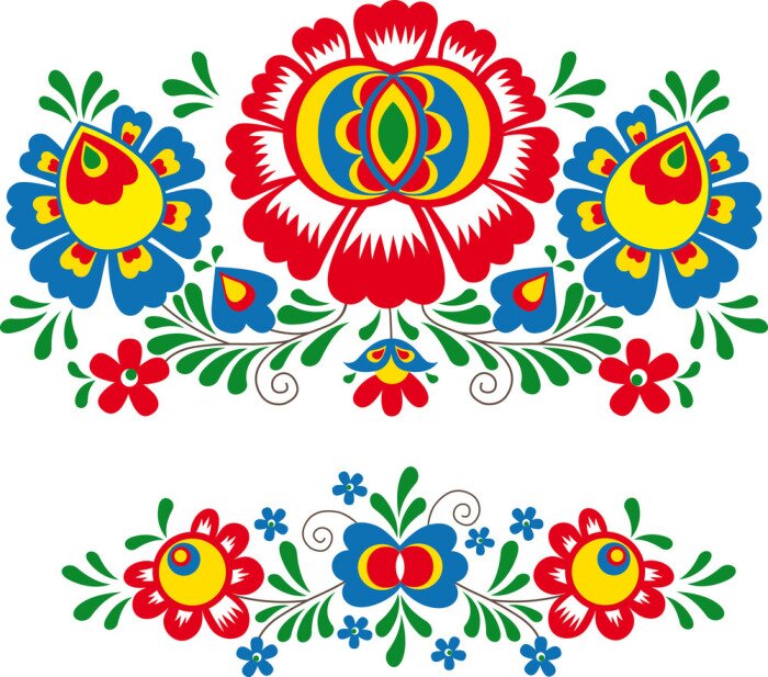 Poster Muster mit floralem Ornament im Volksstil