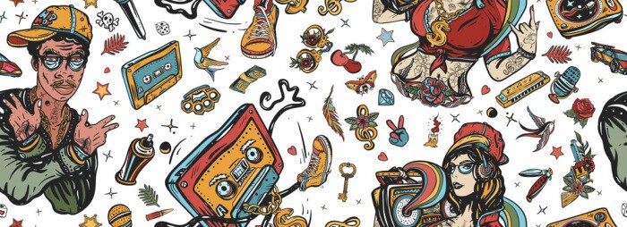 Poster Muster mit Hip-Hop-Motiven