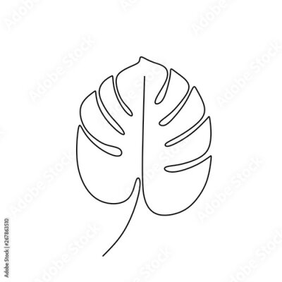 Poster Muster mit Monstera-Blattumriss auf weißem Hintergrund