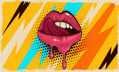 Muster mit roten Lippen im Stil der Pop Art