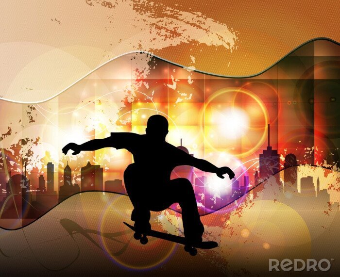 Poster Muster mit Skateboard