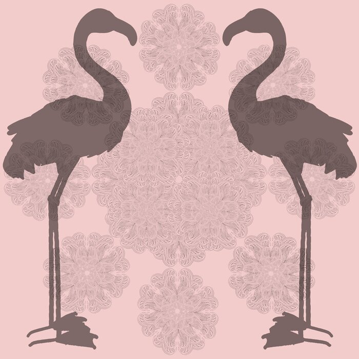 Poster Muster mit zwei Flamingos