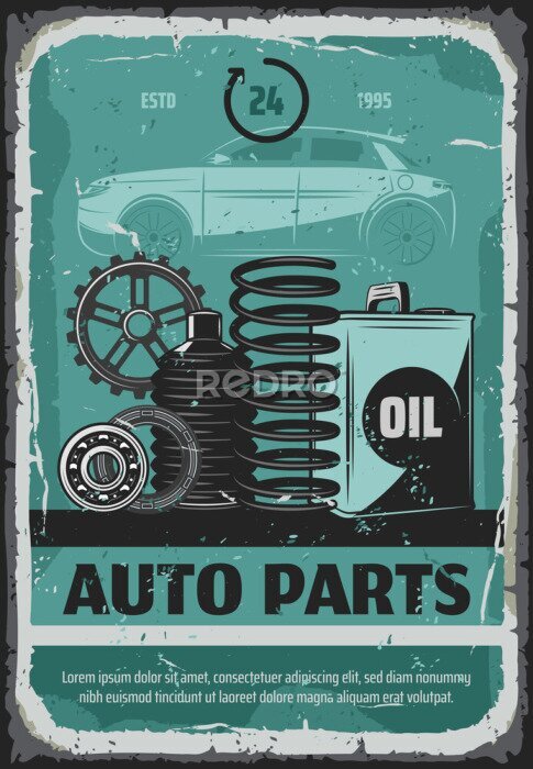 Poster Muster Vintage mit Autoteilen
