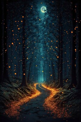 Poster Nachtspaziergang im Wald