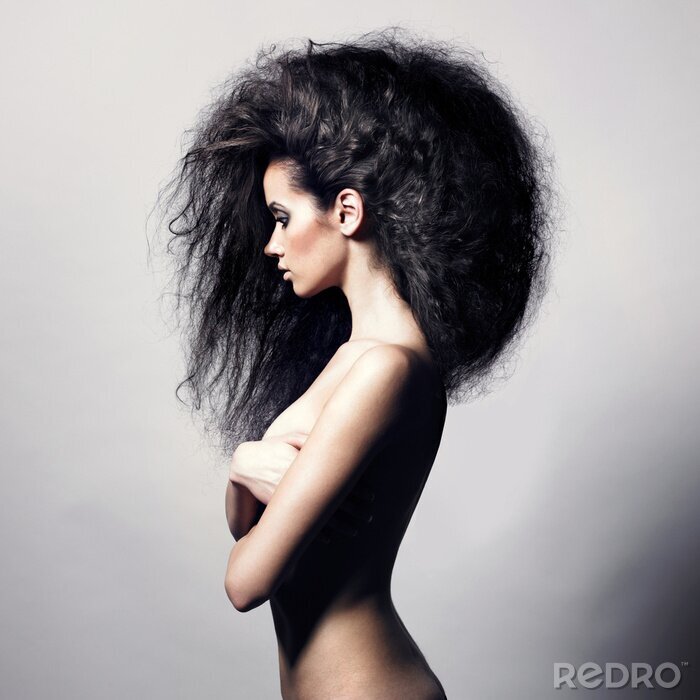 Poster Nackte Frau mit üppigem Haar