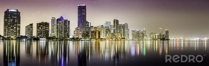 Poster Nächtliches Panorama von Miami