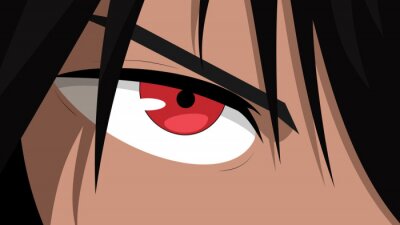 Nahaufnahme des Auges einer Anime-Figur
