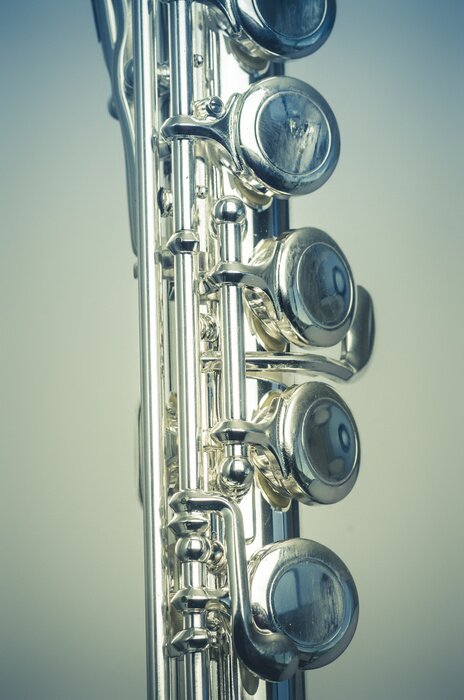 Poster Nahaufnahme von Metallflöte
