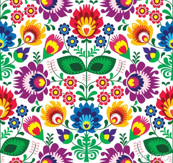 Poster Nahtlose traditionellen Blumenmuster Lack - ethnischen Hintergrund