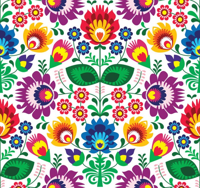 Poster Nahtlose traditionellen Blumenmuster Lack - ethnischen Hintergrund