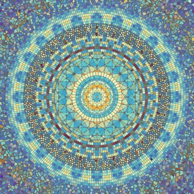 Nahtloses Hintergrundmuster.  Rundes Mosaikkunstmuster verschiedener Fliesentexturen.