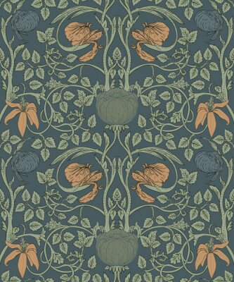 Tapete Nahtloses Muster der Blumenweinlese für Retro- Tapeten. Verzauberte Vintage Blumen. Kunst und Handwerk Bewegung inspiriert.