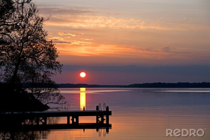 Poster Natur am See bei Sonnenuntergang