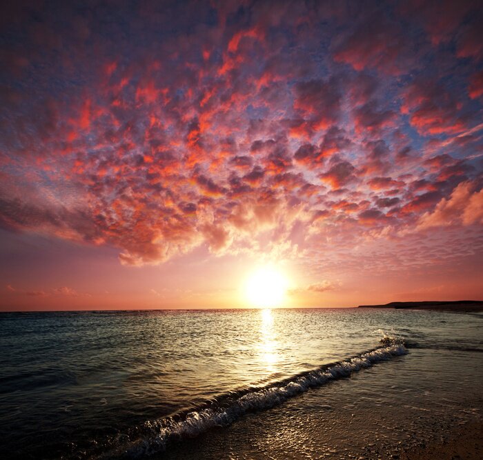 Poster Natur Meer und rosa Wolken