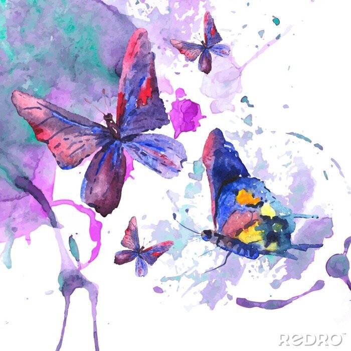 Poster Natur Thema der Aquarell Schmetterlinge