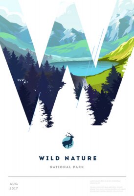 Poster Natur und Landschaften eingeschlossen in Buchstabenform