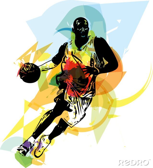 Poster NBA Basketball bunte Skizze eines Spielers