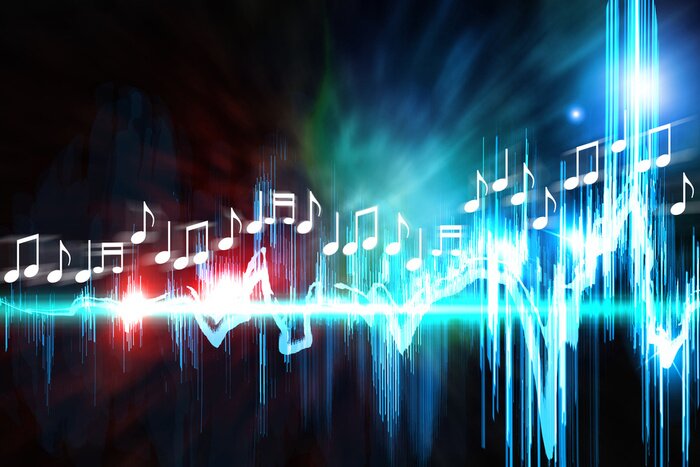 Poster Neon-Noten auf schwarzem Hintergrund