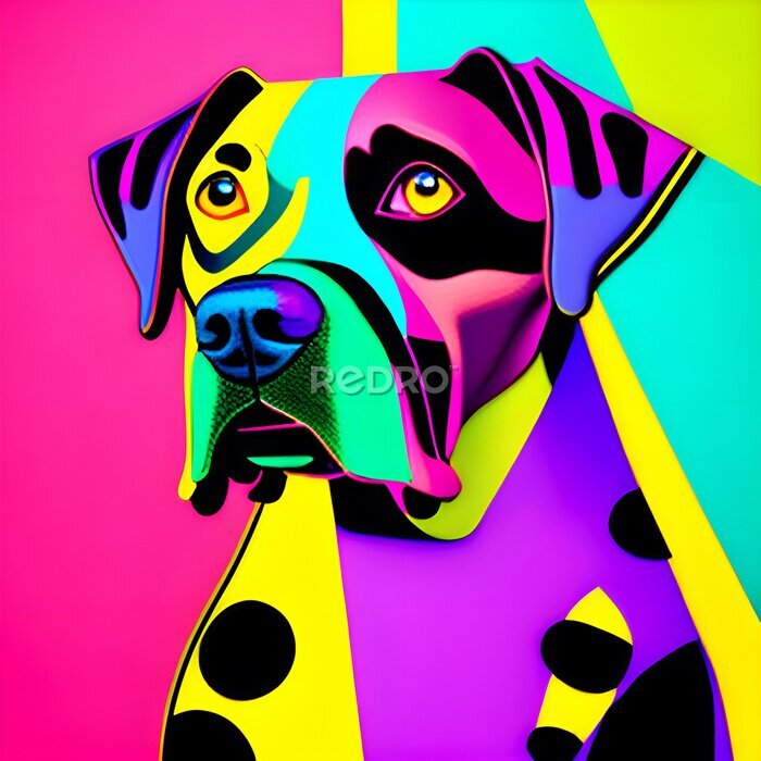 Poster Neon-Pop-Art-Hundeporträt