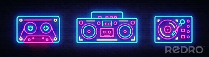 Poster Neon-Pop-Musikspieler