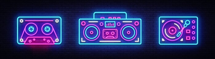 Poster Neon-Pop-Musikspieler