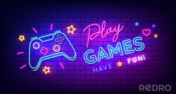 Poster Neon-Videospiel-Symbole