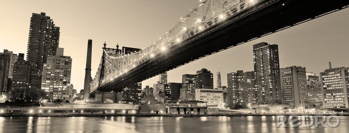 Poster New York bei Nacht in Sepia