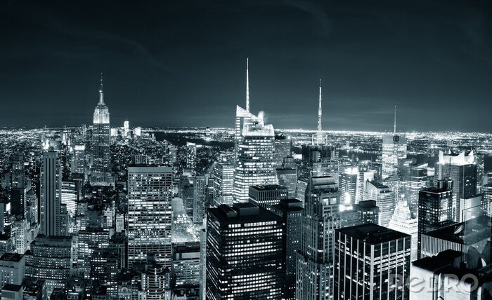 Poster New York City 3D spät bei dunkler Nacht
