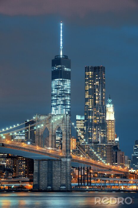 Poster New York City - Nachtansicht von Manhattan