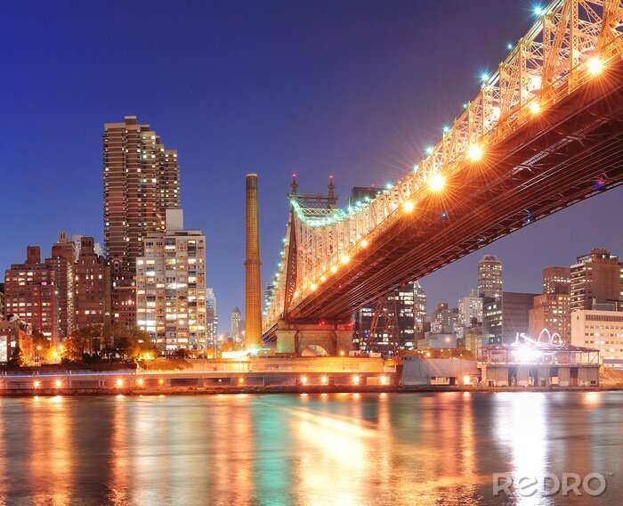 Poster New York Manhattan bei Nacht