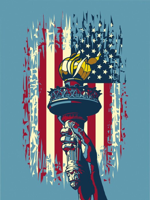 Poster New York mit der Flagge