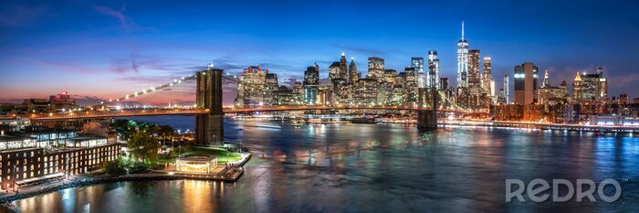 Poster New York Stadtpanorama und Brooklyn Bridge
