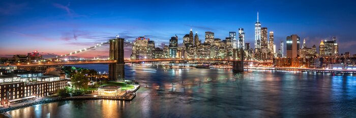 Poster New York Stadtpanorama und Brooklyn Bridge